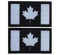2PCS Canada Flag Reflective Patch Military Tactical Canadian Infrared IR Patches Morale Emblem Badges Applique Loop Hook Shoulder Sew on for Clothes Backpack Fastener Backing