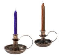 2Pcs Candle Holder Retro Iron Taper Candle Stand with Curved Handle Black Candlestick Holders Decorative Candlelight Stand Rustproof Candlestick Holders for Home Wedding Party Table Decor(Bronze)