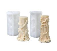 2Pcs Candle Moulds for Candle Making, Pillar Candle Mould Carved Roman Columns, Silicone Soap Moulds for Making 3D Candles Soap Crafts Home Decration Handmade Gift