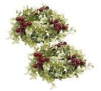 2pcs Candle Wreath Ring Eucalyptus Garland 20-25cm Silk Cloth Pe