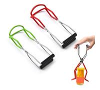 2pcs Canning Clamp, Can Lifter, Mason Jar Lifter, Stainless Steel Lifting Tong, Anti-Scalding Clamp, Kitchen Accessories, for Hot Mason Jars (Red, Green)