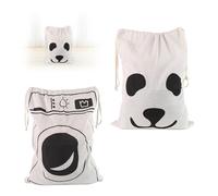 2Pcs Canvas Drawstring Laundry Bag, Household Plain Cotton Bag, Washable Laundry Liner Bag, 2 Patterns Cotton Canvas Bag, Laundry Sack Stuff Bag, Large Capacity Laundry Bag for Toys Clothes Travel