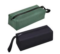 2Pcs Canvas Tool Bag Set with Zipper Multipurpose Small Tool Pouch & Organizer, 25 * 10 * 10 cm Durable Tote Storage Bag for Screwdrivers, DIY Tools (Black & Green)