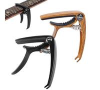 2pcs Capo Set, Wood Grain & Black Capo For Acoustic Guitar, Electric, Ukulele, Bass, Quick Release, Buzzing-Free Design