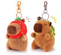 2PCS Capybara Keychain Cute Plush Keychain Capybara Pendant Stuffed Capybara Animal Soft Decor Capybara Plush Toys Keyring Stuffed Toys For Unisex Turtle Strawberry Capybara Frog Duck Keyrings
