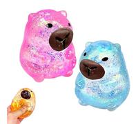 2PCS Capybara Squishy Glitter, Sparkly Capybara Squishy, Animals Squishies Soft Squeeze Fidget Toys, Soft Squeeze Fidget Toys Kawaii Stress Relief Toys, Capybara Sensory Fidget Toys for Kid Adult (A)