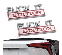 2PCS Car 3D Metal Chrome Sticker EmblemFUCK-IT Badge Logo Car Trunk Side Body Door Styling Decals Stickers Auto Accessories (silver red)