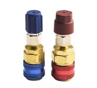 2PCS Car Air Conditioning R134A Quick Coupler Extension Adapters High Low Side 180° Connectors Manifold Gauge Fitting Blue Red