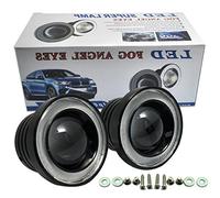 2PCS Car Angel Eye Fog Light: 2.5" Round COB LED Fog Light - White Angel Eye Projector with Halo Rings,Universal Vehicle DRL Daytime Driving Light Fog Lamp Bulbs (White)