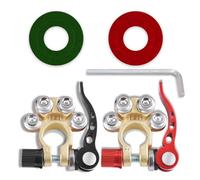 2PCS Car Battery Terminal Connectors, Battery Clamps, 4 Way Quick Release Disconnect Battery Terminals with Washers, Positive and Negative Battery Terminal for SAE/JIS Type A Posts