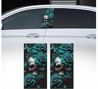 2Pcs Car Center Pillar Skull Sticker - HD Printed PVC Halloween Personalized Car Sticker for Window Door (E)