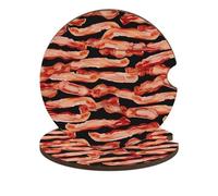 2PCS Car Coasters Bacon Pattern Car Cup Coaster Universal Automotive Waterproof Non-Slip Cups Holders Sift-Proof Spill Holder with Cork Base Cars Interior Accessories