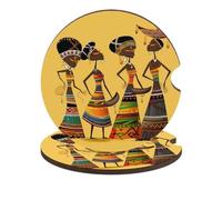 2PCS Car Coasters Creative African Culture Car Cup Coaster Universal Automotive Waterproof Non-Slip Cups Holders Sift-Proof Spill Holder with Cork Base Cars Interior Accessories
