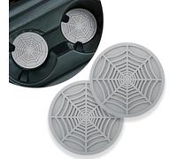 2PCS Car Coasters,Non-Slip Car Cup Holder Coaster,Spider Web PVC Drink Mat,2.75 Inches Cup Holder Insert Drainage Coasters,Waterproof & Reusable Car Interior Accessories for SUV,Truck,Sedan (Grey)