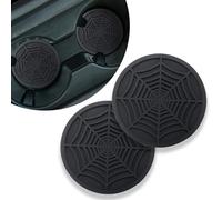2PCS Car Coasters,Non-Slip Car Cup Holder Coaster,Spider Web PVC Drink Mat,2.75 Inches Cup Holder Insert Drainage Coasters,Waterproof & Reusable Car Interior Accessories for SUV,Truck,Sedan (Black)