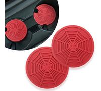 2PCS Car Coasters,Non-Slip Car Cup Holder Coaster,Spider Web PVC Drink Mat,2.75 Inches Cup Holder Insert Drainage Coasters,Waterproof & Reusable Car Interior Accessories for SUV,Truck,Sedan (Red)