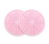 2PCS Car Coasters,Non-Slip Car Cup Holder Coaster,Spider Web PVC Drink Mat,2.75 Inches Cup Holder Insert Drainage Coasters,Waterproof & Reusable Car Interior Accessories for SUV,Truck,Sedan (Pink)
