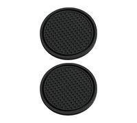 2Pcs Car Cup Coaster Honeycomb Texture Soft Glue Portable Anti-slip Cup Holder Mat for Daily Christmas Birthday Gifts, Black