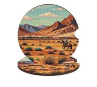 2PCS Car Cup Holder Coaster Insert 2.6 Inch Absorbent Riding Horses in Wild West Coaster with Finger Grooves Non-slip Cork Base Round Cup Mat for Hot Cold Drinks Universal Vehicle Car Interior Accesso