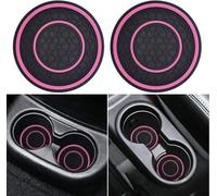 2PCS Car Cup Holder Coasters Compatible with Mercedes Benz A-Class C-Class CLA CLS AMG GLC GLE GLS, 2.75 Inch Non-Slip Silicone Coaster Fits for Mercedes Benz Car Interior Accessories - Black/Pink