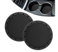 2PCS Car Cup Holder Coasters, Non-Slip Shockproof Silicone Auto Insert Cup Coaster, 2.76 Inch Universal Car Cup Holder Bottom Insert Protector Coaster for Cars, SUVs, Trucks (Black)