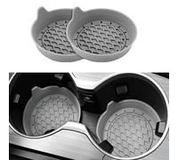 2PCS Car Cup Holder Coasters, Silicone Non-Slip Vehicle Cup Recessed Mats, Sift-Proof Automotive Interior Drink Insert Decor Accessories (Grey)