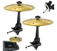 2Pcs Car Cymbal Air Vent, Funny Car Crash Cymbal, Universal Car Symbol Drum, Mini Drum Cymbal Decoration, Easy Installation Musical Vehicle Accessories for Driving Fun and Music Lovers