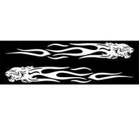 2PCS Car Decals Self-Adhesive Stickers,Tiger Flame Totem Auto Decoration Decals Car Styling Trim Stickers,21CM Length (white)