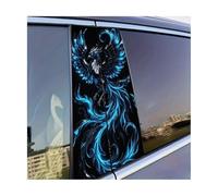 2pcs Car Door Pillar Decoration Sticker Ice Flame Dark Phoenix Glossy Material Protective Film Spare Parts