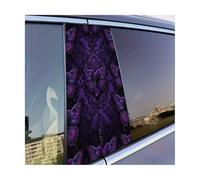 2pcs Car Door Post Decals Purple Butterflies & Dark Patterns Glossy Material Protective Film Spare Parts