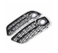 2Pcs Car Front Fog Lamp Cover Honeycomb Mesh Fog Light Grille Grill Compatible For Audi A5 2008 2009 2010 2011 Black(Chrome)
