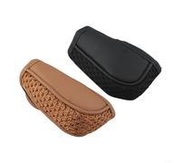 2PCS Car Gear Shift and Handbrake Covers with Ice Silk and PU Leather for Anti Slip Grip and Protection Compatible with Manual and Automatic Transmission Vehicles (black + brown)