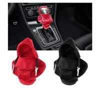 2PCS Car Gear Shift Knob Hoodie, Fashionable Hooded Shirt Automotive Gear Shift Cover, Mini Sweater Car Shifter Stick Protector, Universal Vehicle Interior Decor Accessories (Red+Black)