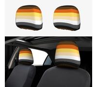 2pcs Car Head Rest Covers Bear Pride Flag Breathable Universal Car Interior Accessories Stretch Elastic Seat Protector 26 X 28 Cm/10.2 X 11 Inches