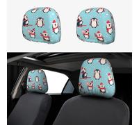 2pcs Car Head Rest Covers Christmas Penguin Breathable Universal Car Interior Accessories Stretch Elastic Seat Protector 26 X 28 Cm/10.2 X 11 Inches