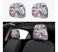 2pcs Car Head Rest Covers Flamingo Zebra Breathable Universal Car Interior Accessories Stretch Elastic Seat Protector 26 X 28 Cm/10.2 X 11 Inches