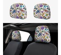 2pcs Car Head Rest Covers Floral Bird Breathable Universal Car Interior Accessories Stretch Elastic Seat Protector 26 X 28 Cm/10.2 X 11 Inches