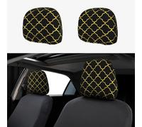 2pcs Car Head Rest Covers Gold Moroccan Breathable Universal Car Interior Accessories Stretch Elastic Seat Protector 26 X 28 Cm/10.2 X 11 Inches