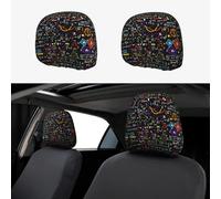2pcs Car Head Rest Covers Math Formula Breathable Universal Car Interior Accessories Stretch Elastic Seat Protector 26 X 28 Cm/10.2 X 11 Inches