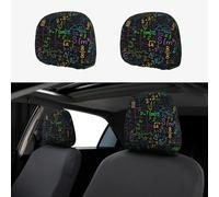 2pcs Car Head Rest Covers Math Geometrical Plots, Formulas And Calculations Breathable Universal Car Interior Accessories Stretch Elastic Seat Protector 26 X 28 Cm/10.2 X 11 Inches