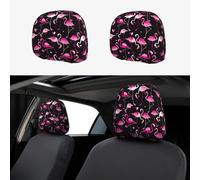 2pcs Car Head Rest Covers Pink Flamingos Breathable Universal Car Interior Accessories Stretch Elastic Seat Protector 26 X 28 Cm/10.2 X 11 Inches