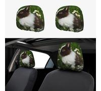 2pcs Car Head Rest Covers Rabbit5 Breathable Universal Car Interior Accessories Stretch Elastic Seat Protector 26 X 28 Cm/10.2 X 11 Inches