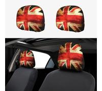 2pcs Car Head Rest Covers Retro British Flag Breathable Universal Car Interior Accessories Stretch Elastic Seat Protector 26 X 28 Cm/10.2 X 11 Inches
