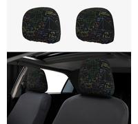 2pcs Car Head Rest Covers Scientific Math Formulas And Calculations Breathable Universal Car Interior Accessories Stretch Elastic Seat Protector 26 X 28 Cm/10.2 X 11 Inches