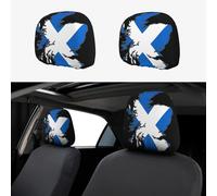 2pcs Car Head Rest Covers Scotland Map Flag Breathable Universal Car Interior Accessories Stretch Elastic Seat Protector 26 X 28 Cm/10.2 X 11 Inches