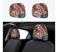 2pcs Car Head Rest Covers Wild Tiger Breathable Universal Car Interior Accessories Stretch Elastic Seat Protector 26 X 28 Cm/10.2 X 11 Inches