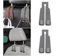 2pcs Car Headrest Hook, Car Seat Back Storage Hooks, Premium Leather Car Hooks for Headrest, Car Seat Organizer Hooks Auto Seat Hook Hangers Car Inside Accessories for Purse Umbrellas Bags (Grey)