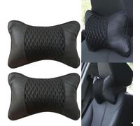 2pcs Car Headrest Neck Pillow Premium PU Leather Neck Support Car Seat Pillow Universal Fit Neck & Spine Relief Comfortable Shock Absorption Breathable Memory Foam Cushion for Traveling Driving