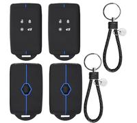 2Pcs Car Key Cover for Renault, 4 Buttons Car Key Case, Silicone Key Card Holder Compatible with Renault Clio, Captur, Kadjar, Megane, Zoe, Koleos, Talisman, Scenic, Car Key Case Protection (Blue)