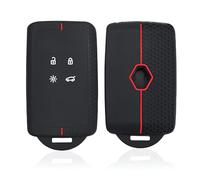 2pcs Car Key Cover for Renault Clio Megane Koleos Kadjar Kangoo Twingo Talisman Captur Espace Dacia Duster Key Fob Cover, Silicone Keyless Smart Car Key Protective Case Shell - 4 bottons(Red-line)